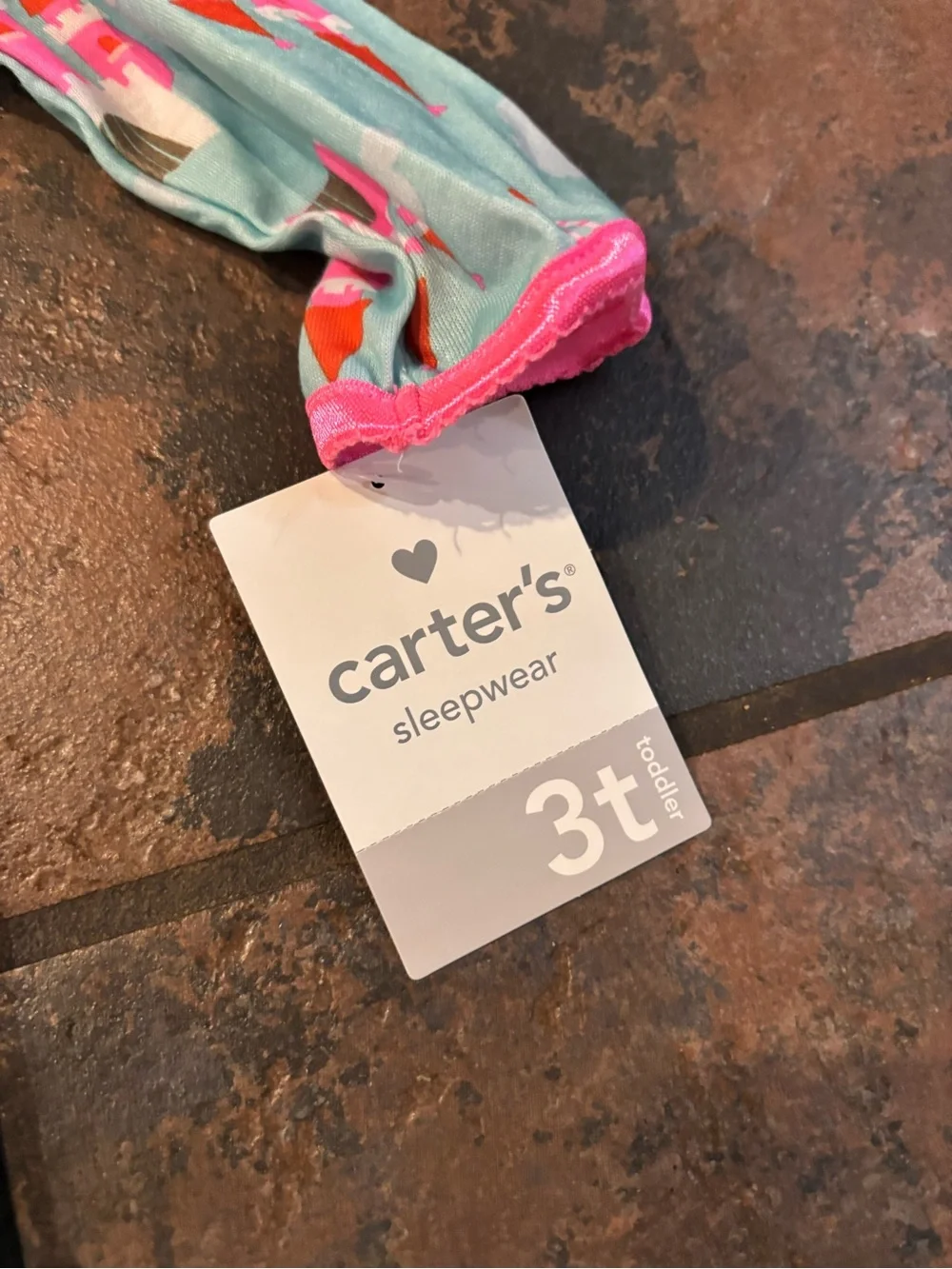 ✅Carter's Turquoise Princess & Castle Footed One-Piece Pajamas
